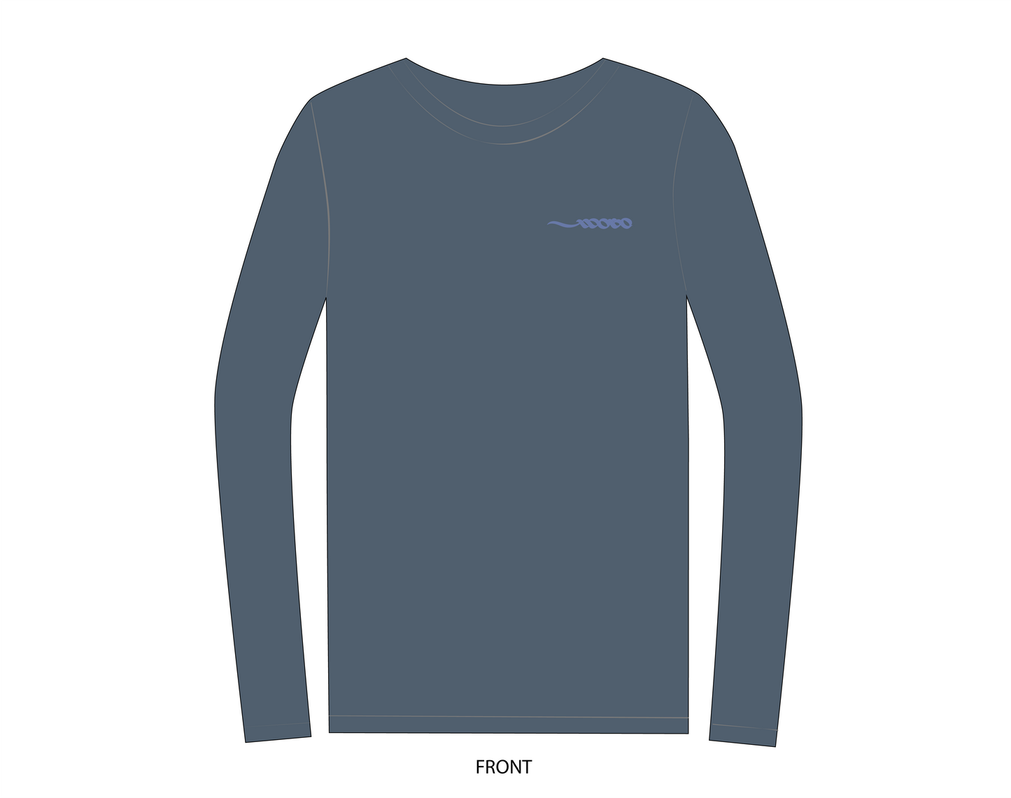 FLOW on Dusk Blue long sleeve & Manila Crimson SUN on back